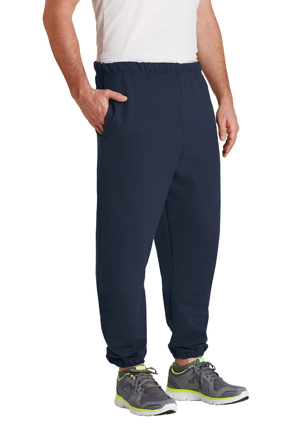 Pantalon de survêtement pour hommes Jerzees Super Sweats NuBlend résistant aux boules de pilou avec poches - Bleu marine