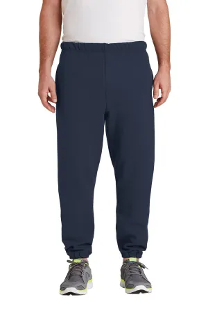 Jerzees Mens Super Sweats NuBlend Pill Resistant Fleece Sweatpants w/ Pockets - Navy Blue