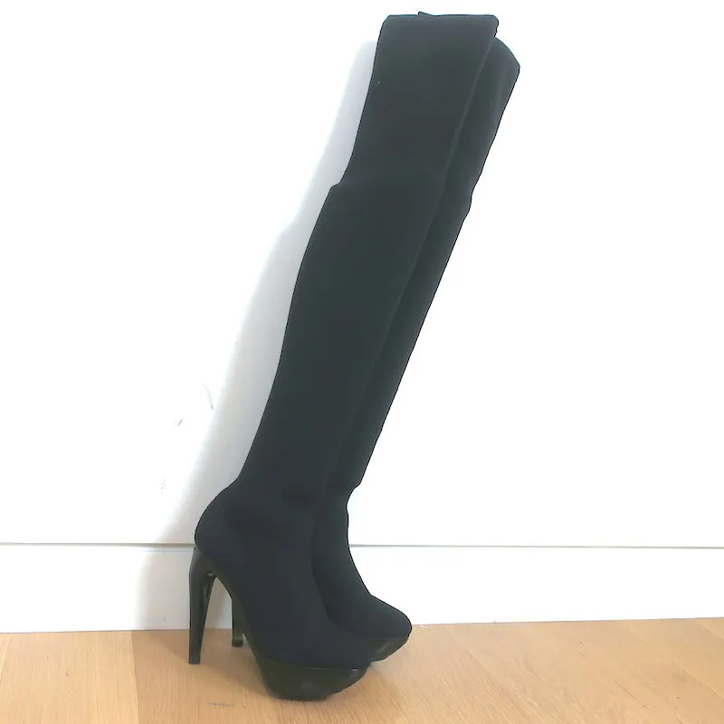 Bottes hautes Jil Sander à effet collant en maille extensible noir taille 37