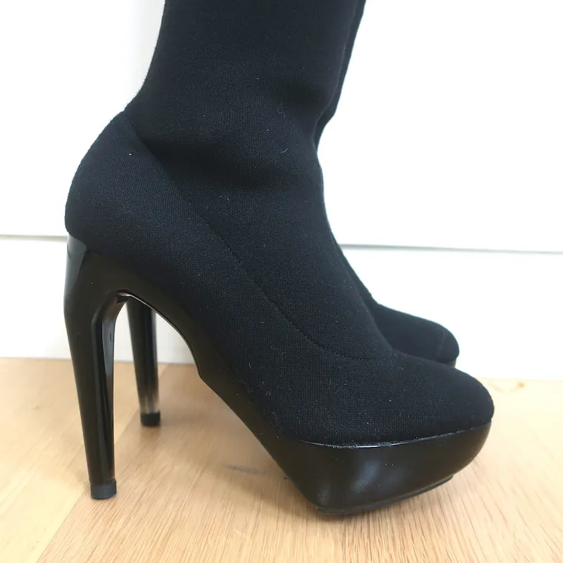 Bottes hautes Jil Sander à effet collant en maille extensible noir taille 37