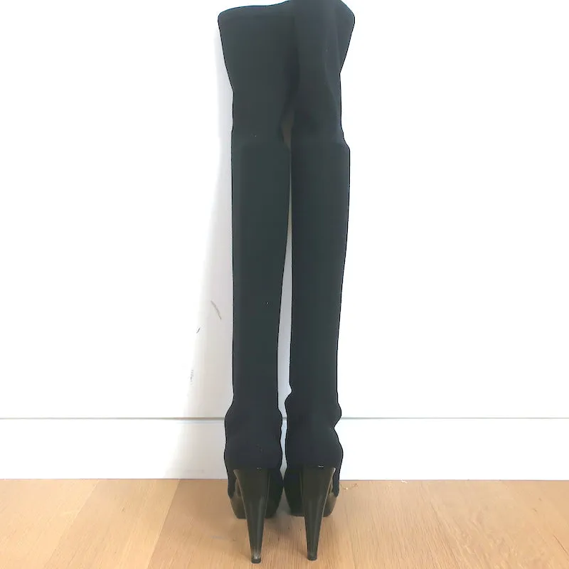 Bottes hautes Jil Sander à effet collant en maille extensible noir taille 37