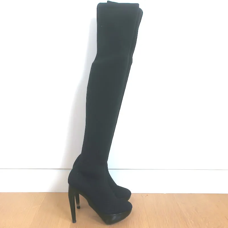 Bottes hautes Jil Sander à effet collant en maille extensible noir taille 37