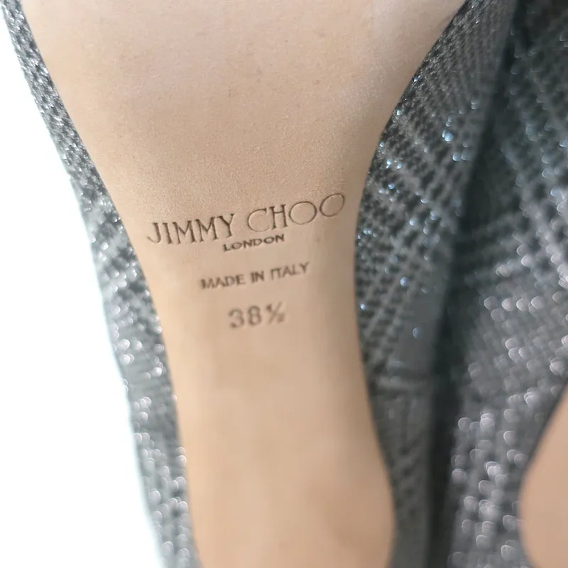 Bottes hautes Jimmy Choo Mavis 100 pailletées à carreaux Prince de Galles argenté taille 38.5