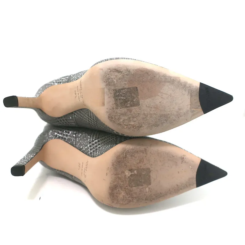 Bottes hautes Jimmy Choo Mavis 100 pailletées à carreaux Prince de Galles argenté taille 38.5