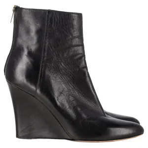 Jimmy Choo Wedge Sole Ankle Boots in Black Leather Shoes_Jimmy-Choo