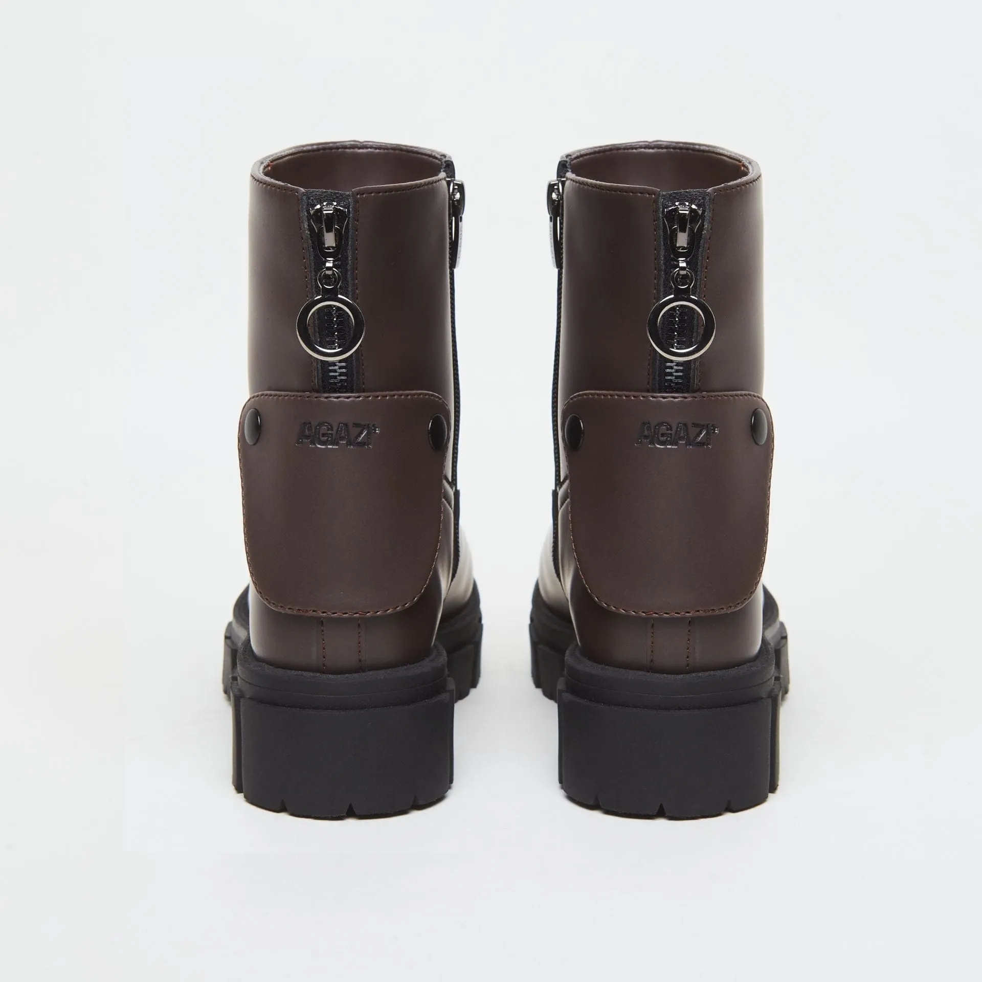 Bottes en cuir végan pomme Kama | Chocolat
