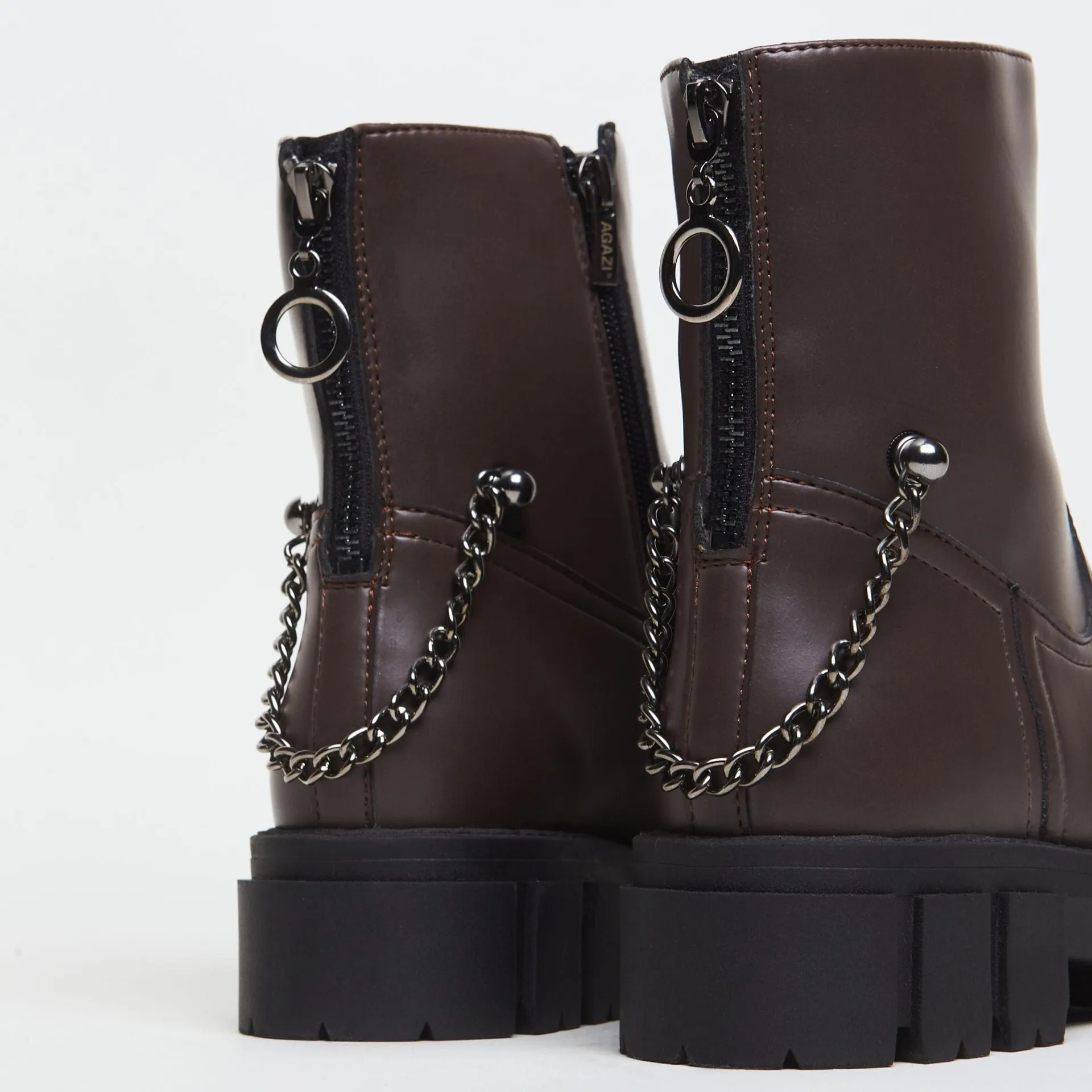 Bottes en cuir végan pomme Kama | Chocolat
