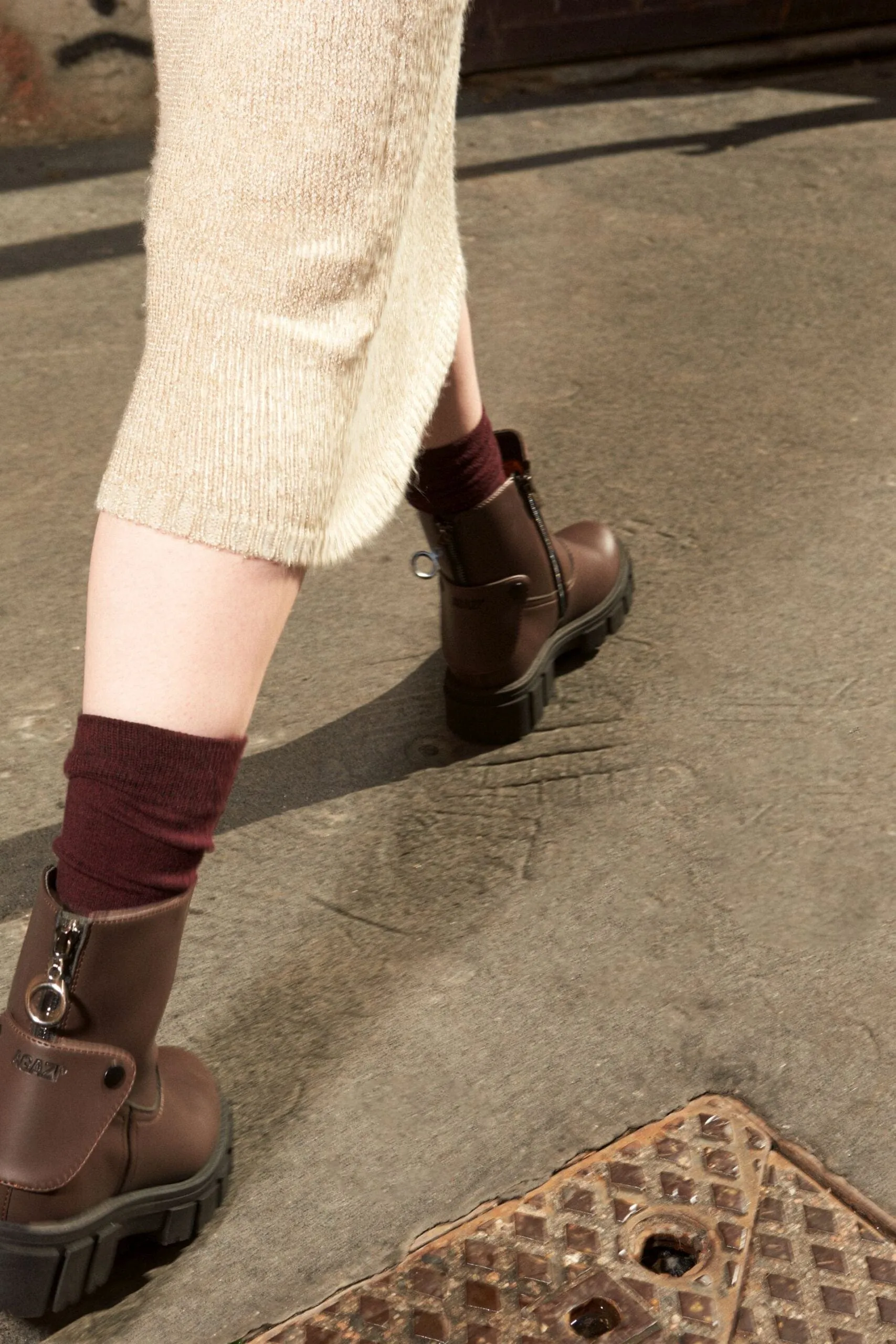 Bottes en cuir végan pomme Kama | Chocolat