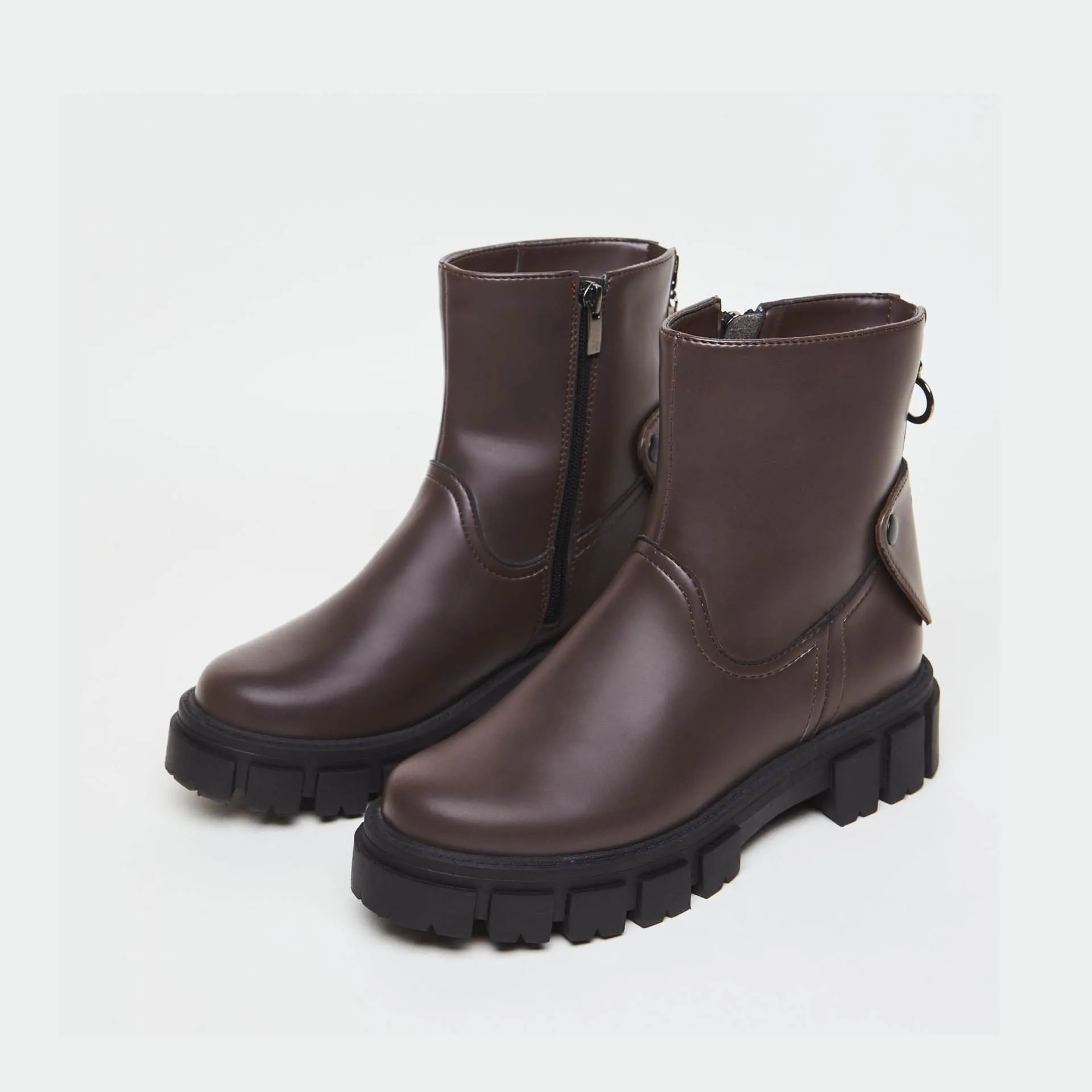 Bottes en cuir végan pomme Kama | Chocolat