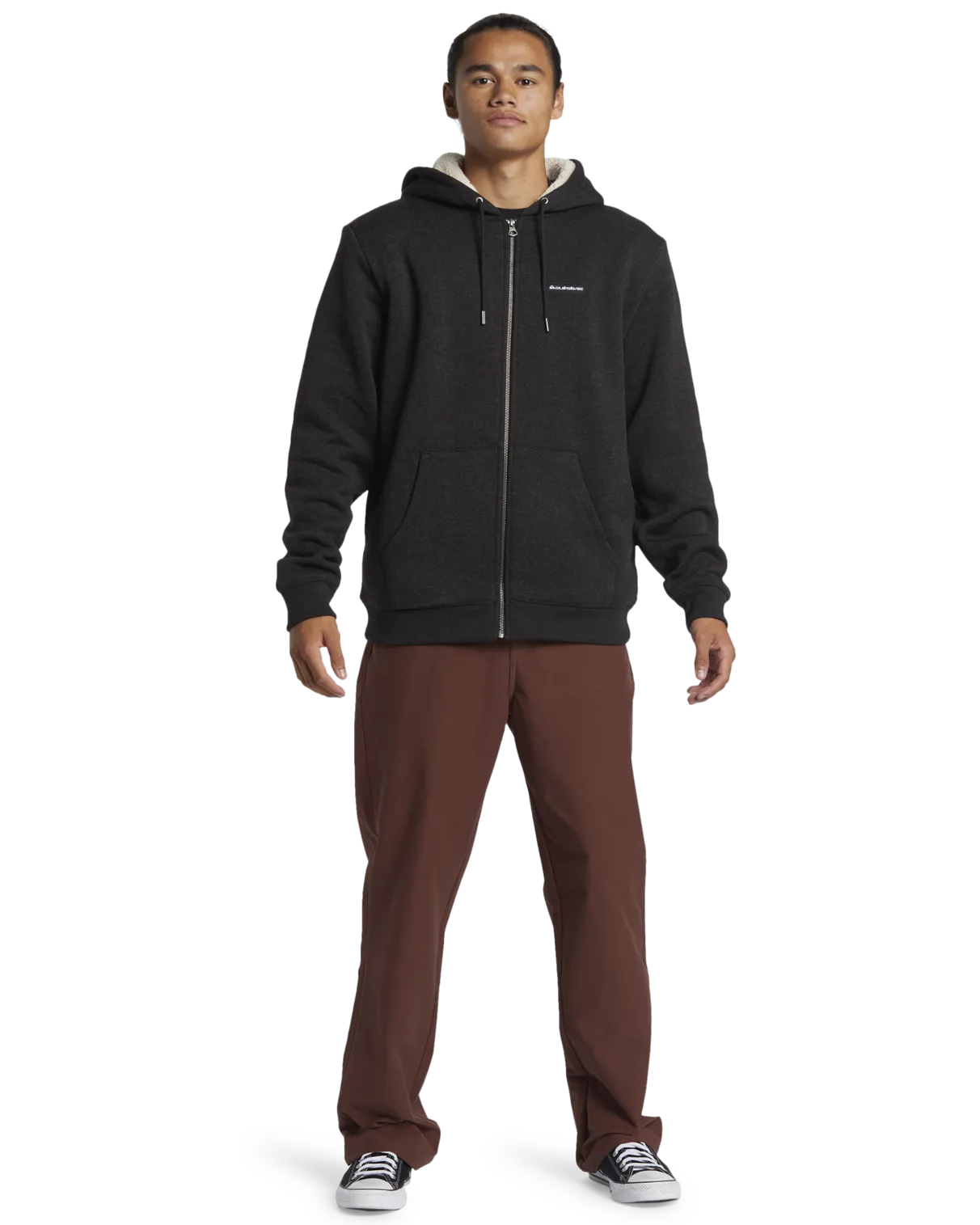 Veste à capuche Keller Zip Sherpa en noir chiné