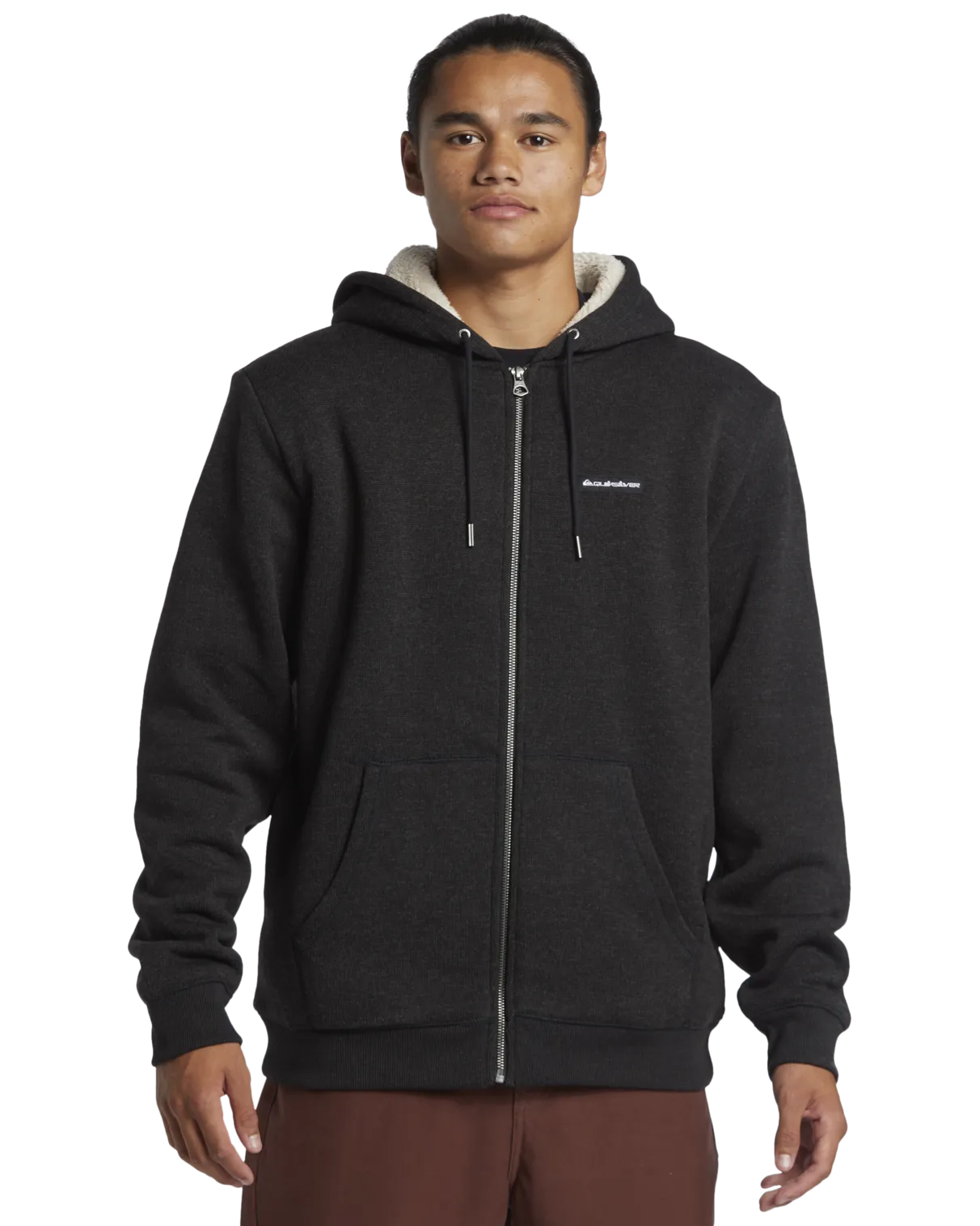 Veste à capuche Keller Zip Sherpa en noir chiné