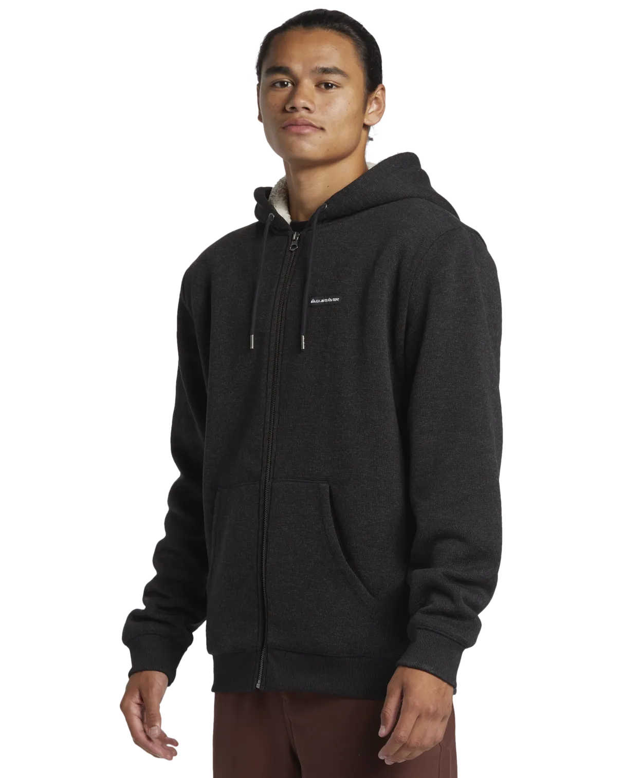 Veste à capuche Keller Zip Sherpa en noir chiné