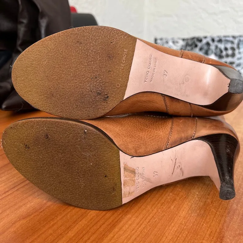 L'Autre Chose Bottes hautes en cuir caramel taille 37
