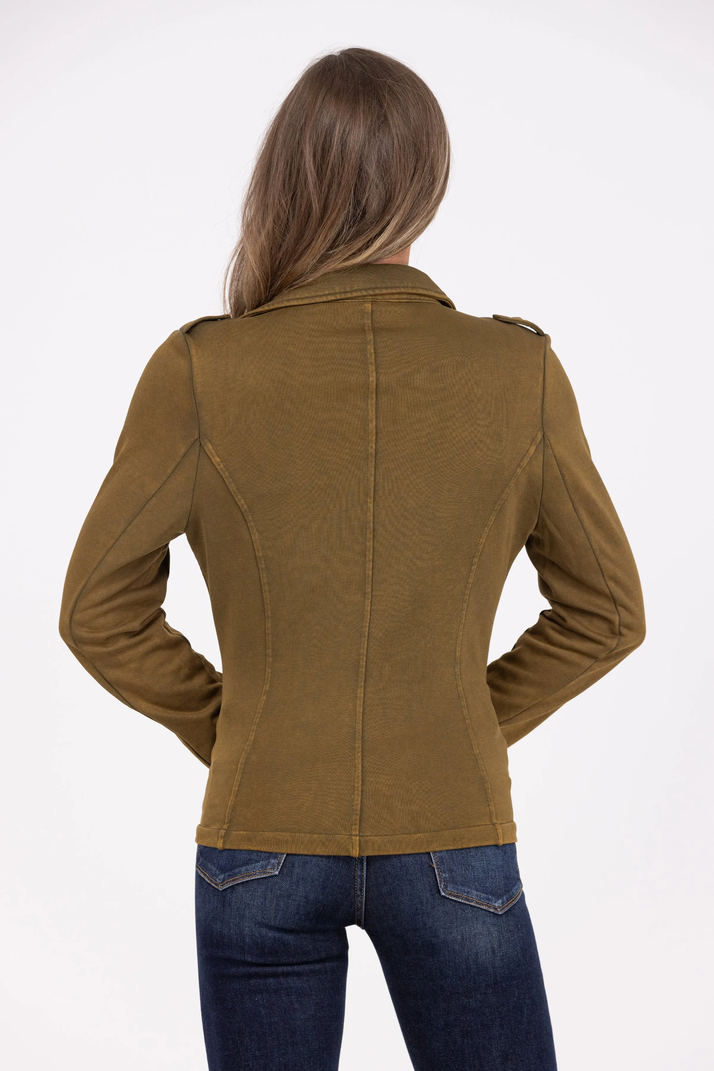 Veste Femme Asymétrique Motto Life avec Fermeture Éclair