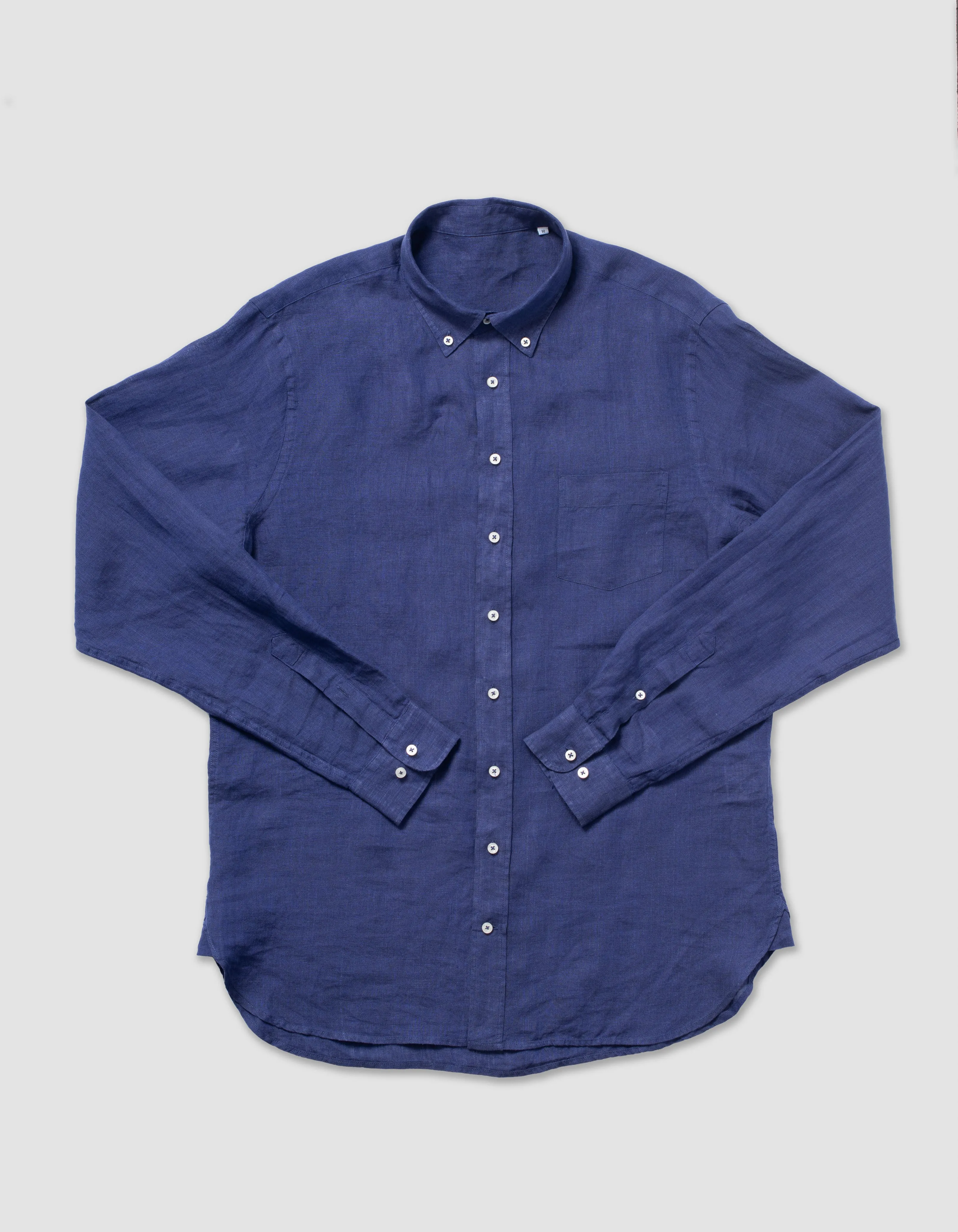 CHEMISE MANCHES LONGUES EN LIN - BLEU MARINE