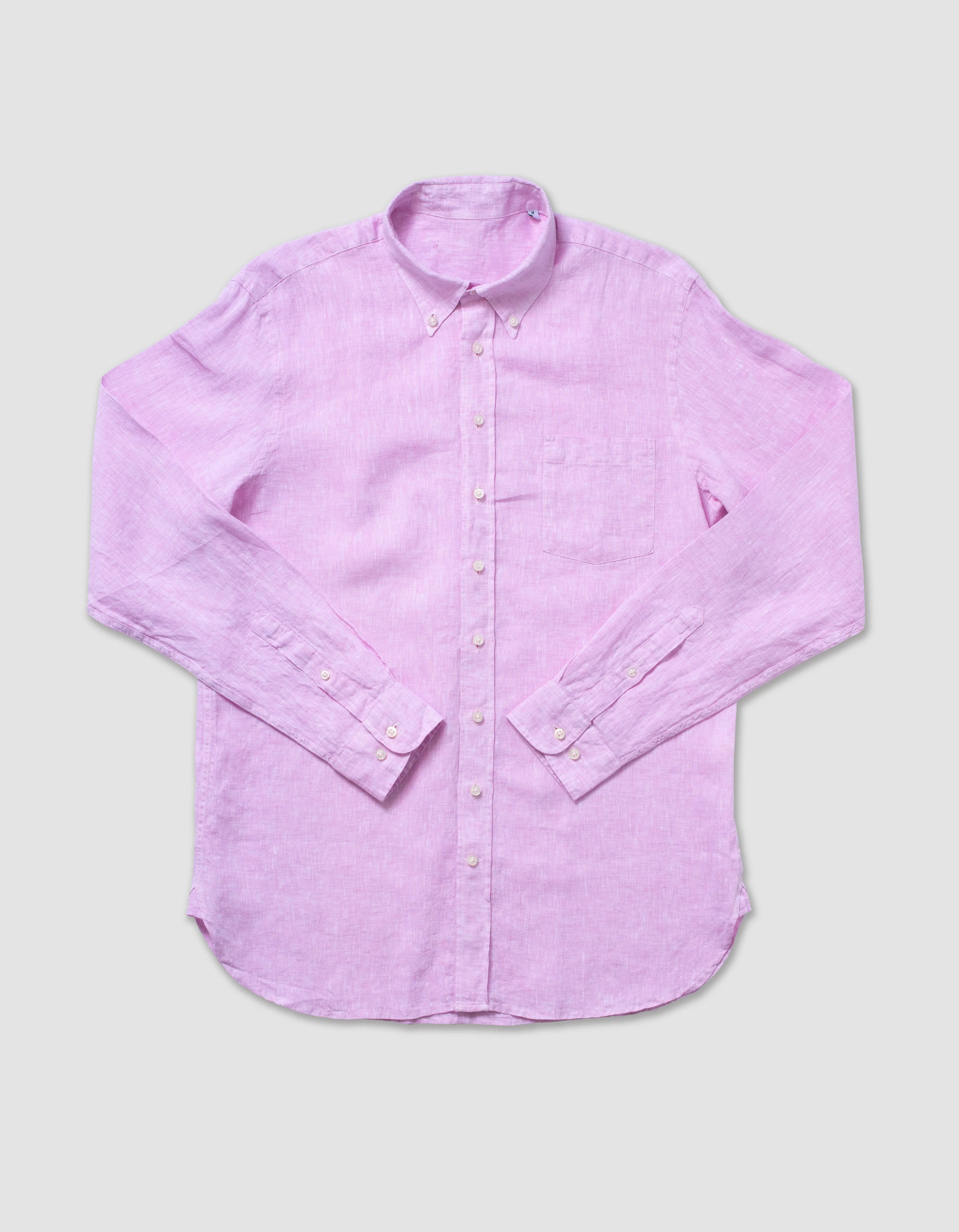 CHEMISE LONGUE EN LIN - ROSE