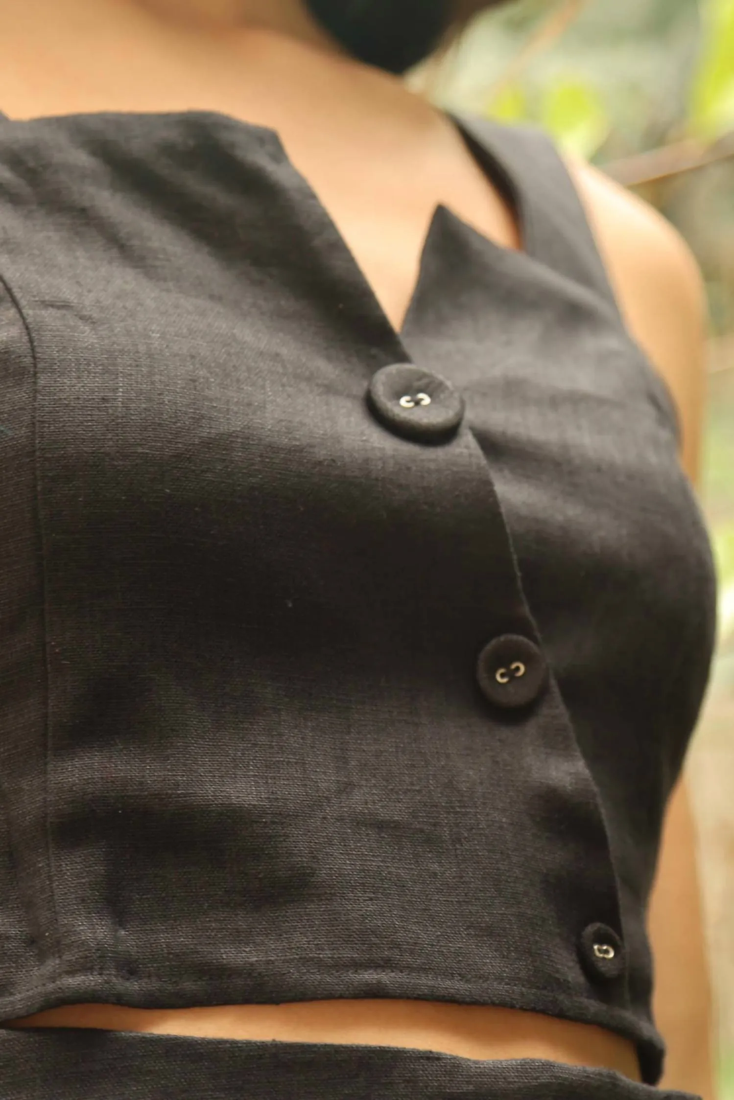 Ensemble court en lin noir