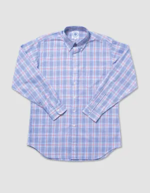 LONG SLEEVE FANCY PLAID SHIRT - BLUE/RED