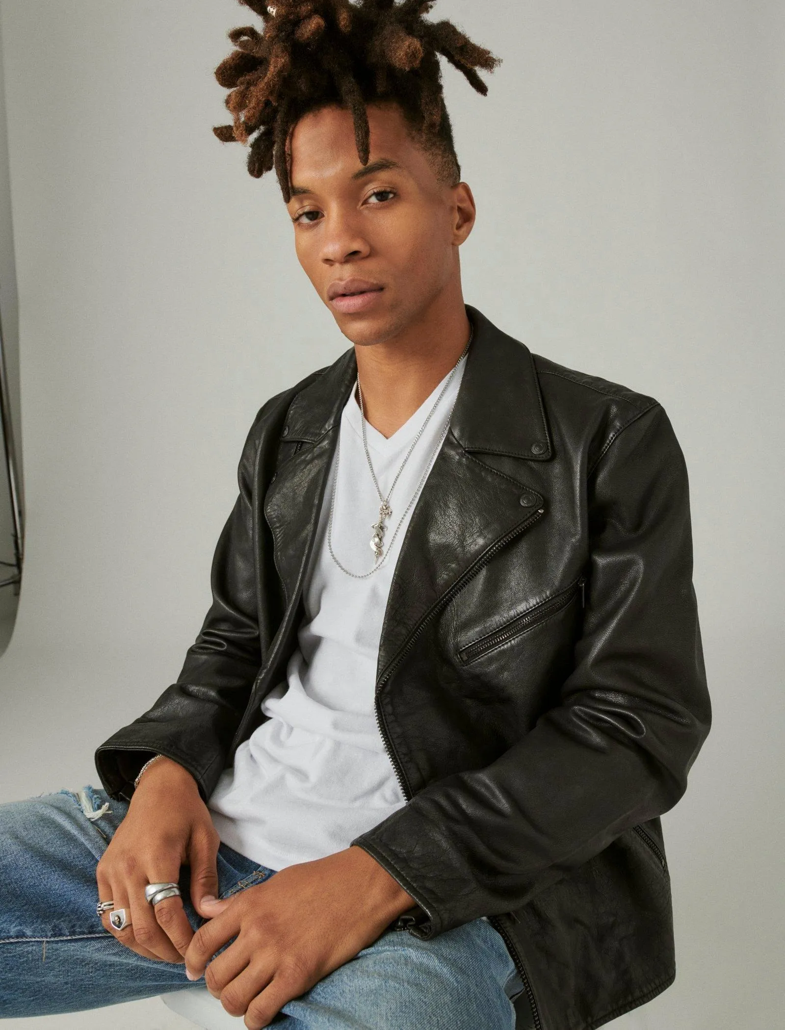 Veste en cuir moto Lucky Brand #001 Noir Lucky Brand