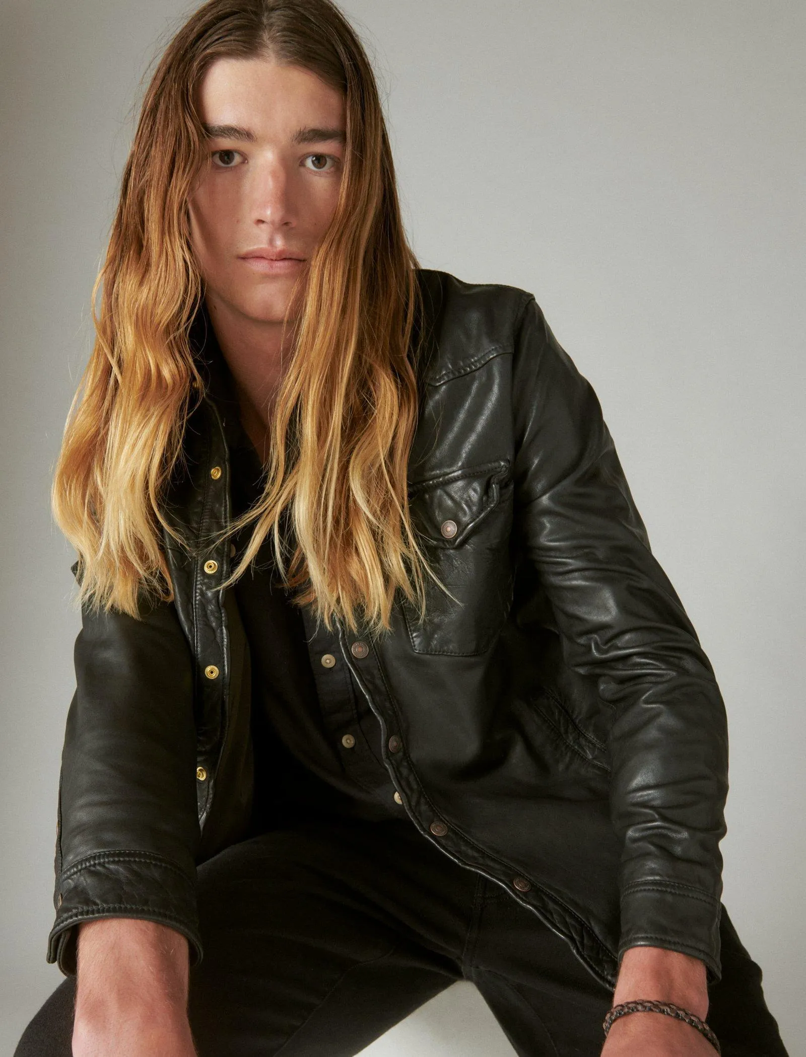 Lucky Brand Chemise Western en Cuir Noir Lucky Brand