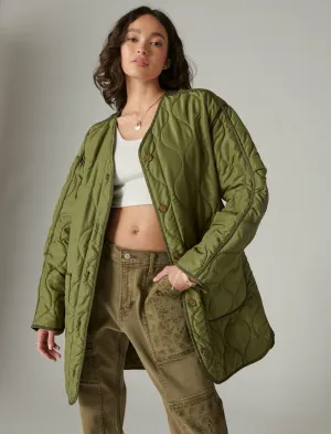 Lucky Brand Longline Quilted Liner Jacket Olive Lucky Brand