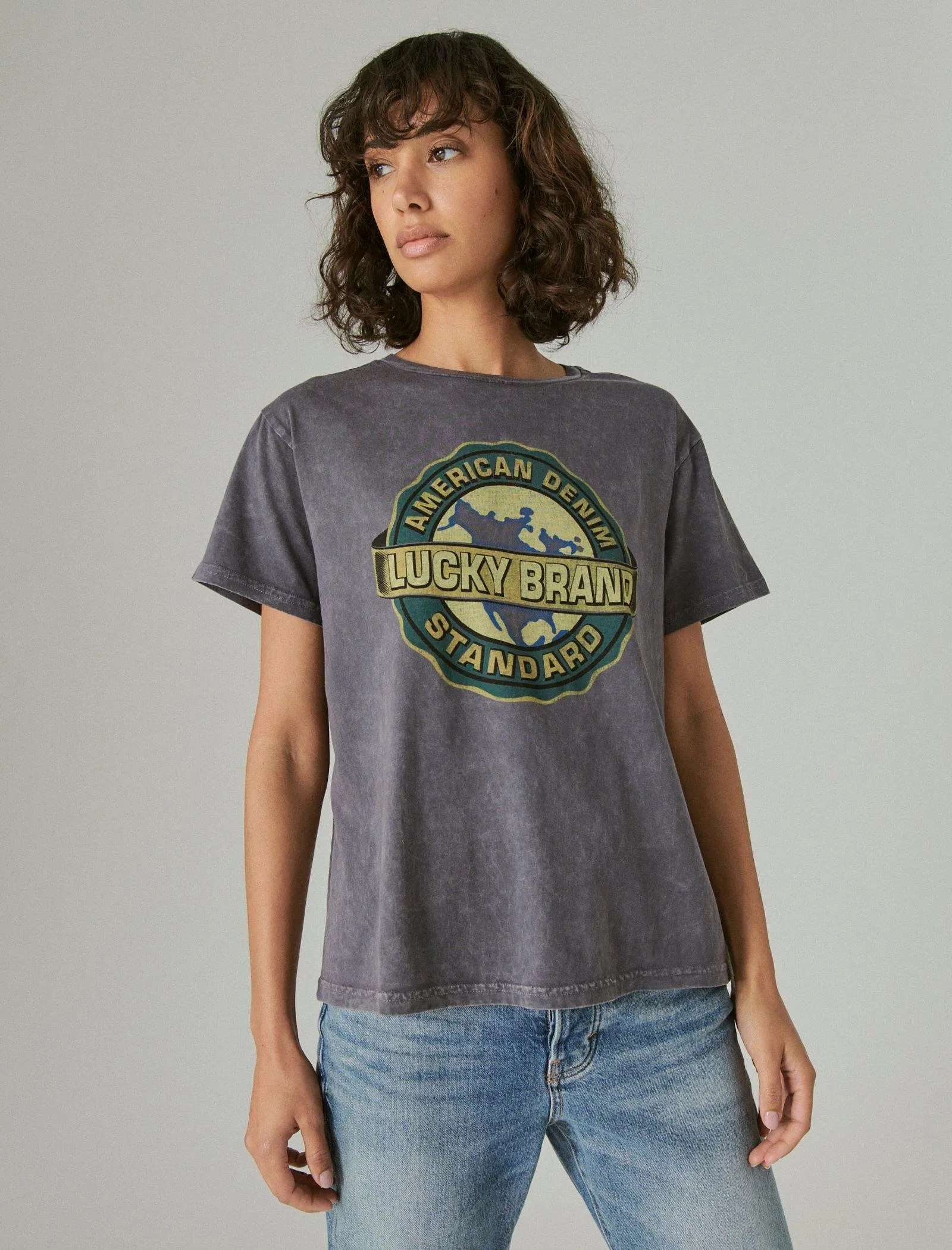 Lucky Brand T-shirt Boyfriend Globe Nine Iron Lucky Brand