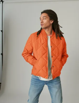Lucky Brand Nylon Quilted Puffer Bomber Orange Pop Lucky Brand