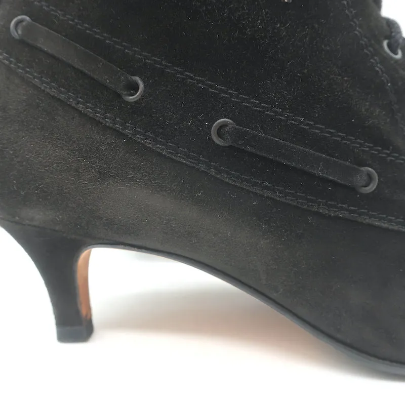 Bottes à lacets Manolo Blahnik en daim noir pointure 38.5 bout pointu petit talon