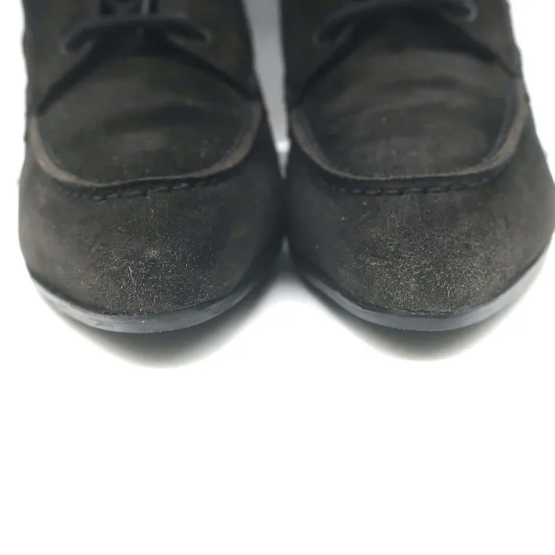 Bottes à lacets Manolo Blahnik en daim noir pointure 38.5 bout pointu petit talon