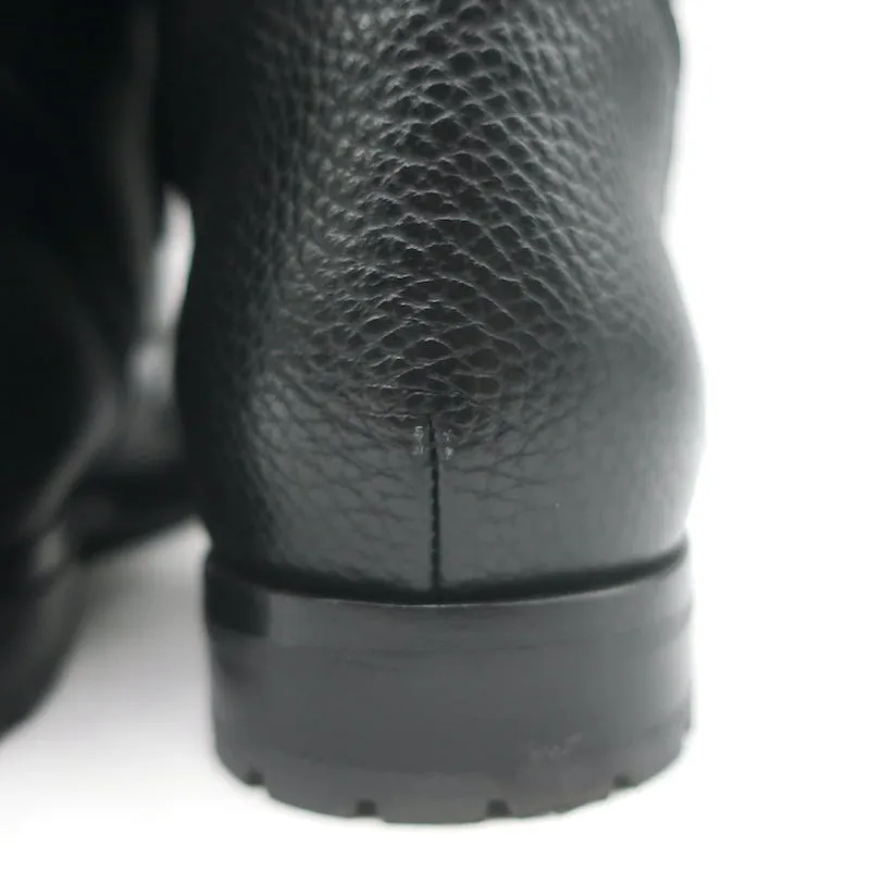 Bottes de combat Manolo Blahnik Lugata à fermeture éclair latérale en cuir grainé noir taille 41