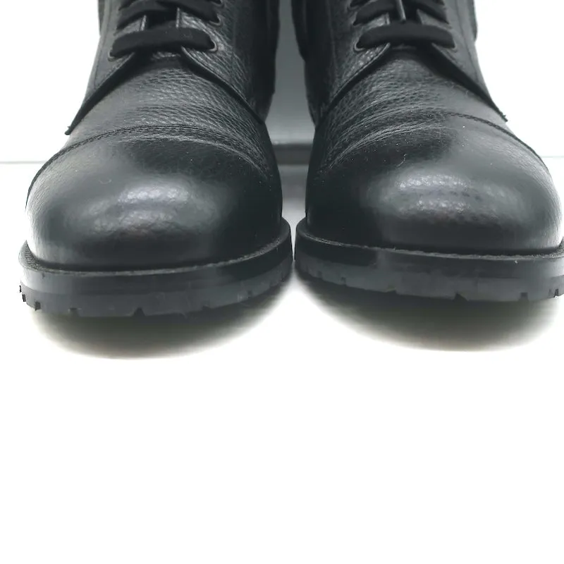 Bottes de combat Manolo Blahnik Lugata à fermeture éclair latérale en cuir grainé noir taille 41