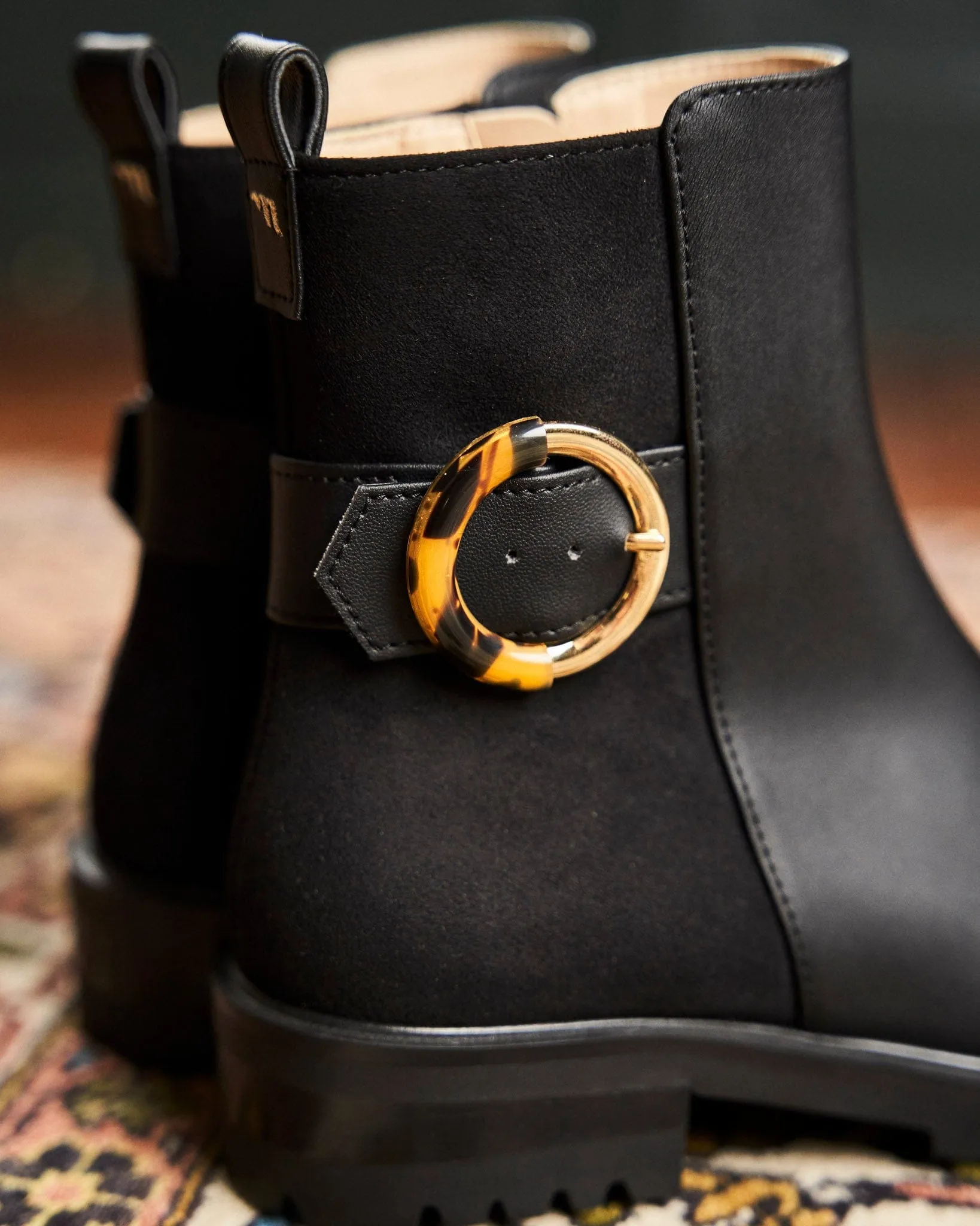 Bottes à boucle en simili cuir vegan Maze | Noir