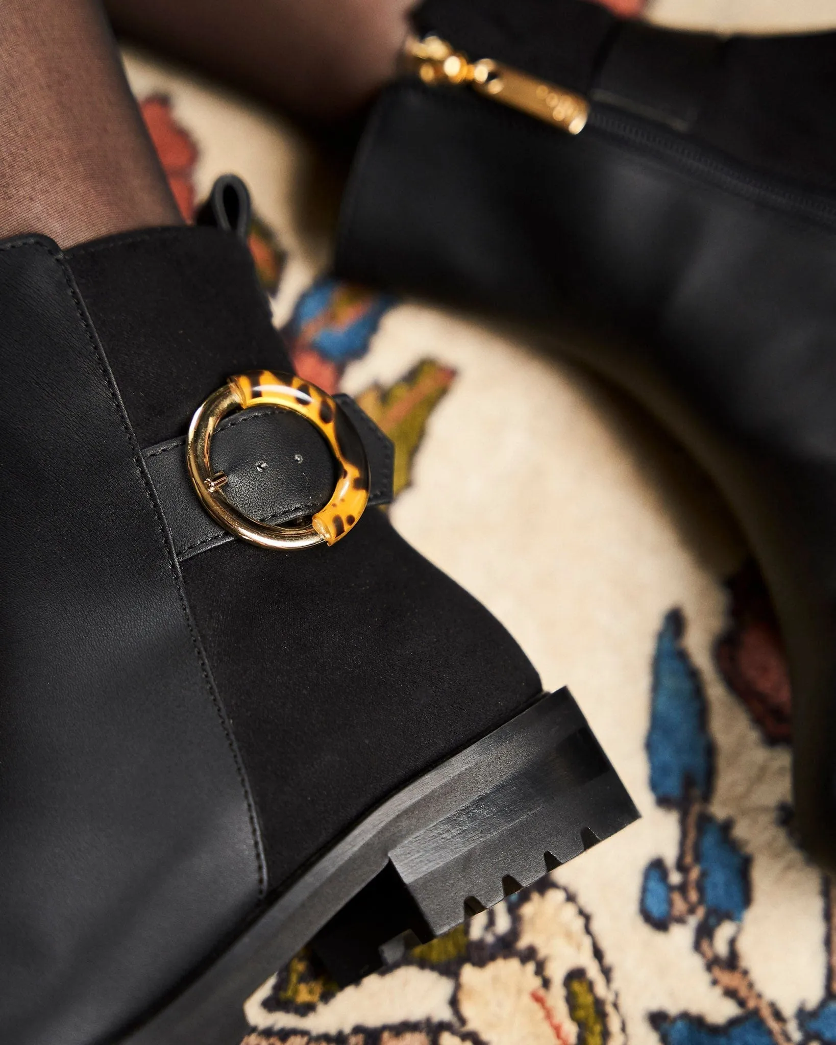 Bottes à boucle en simili cuir vegan Maze | Noir