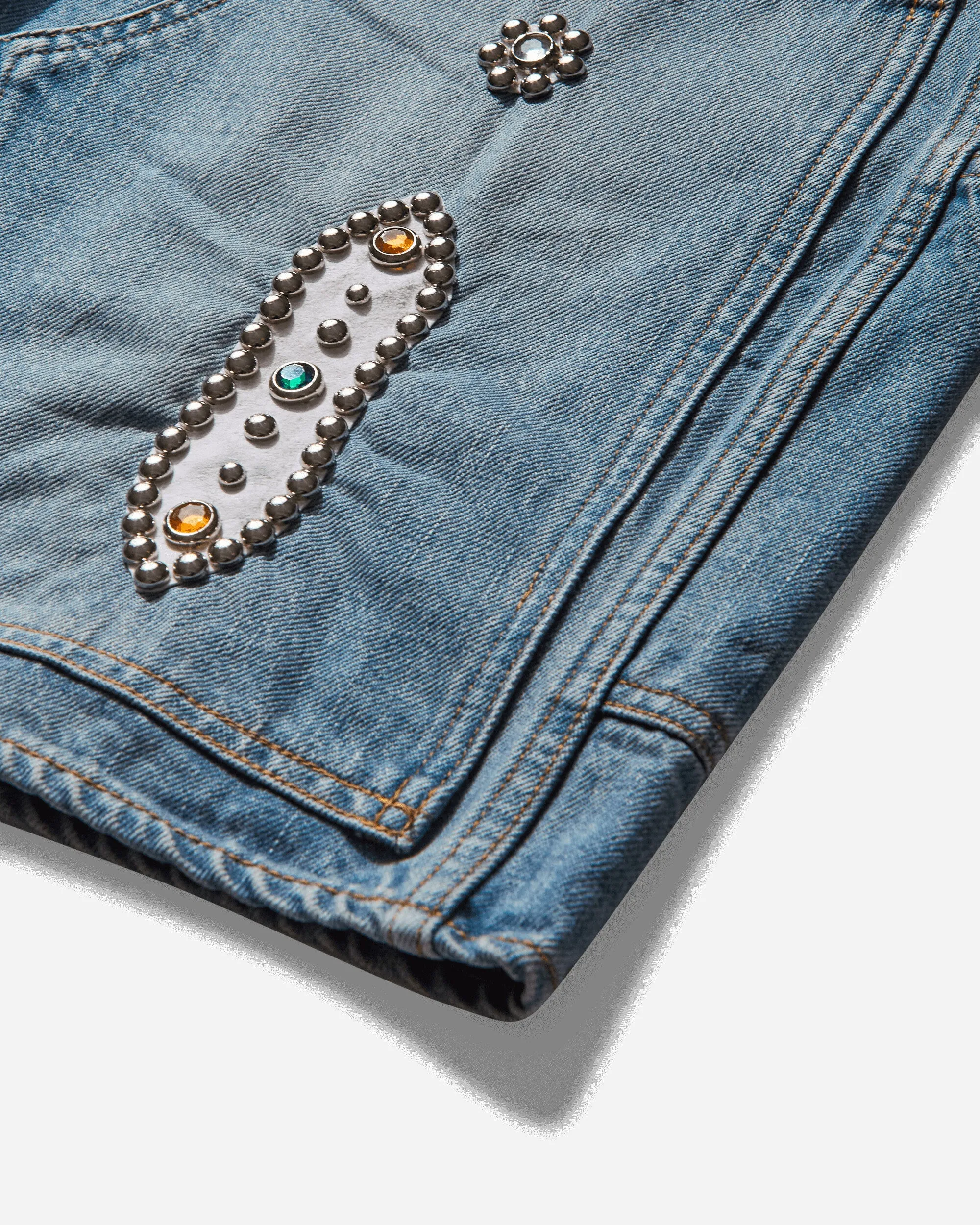 Short en jean pour homme 14 oz (version cloutée) Bleu