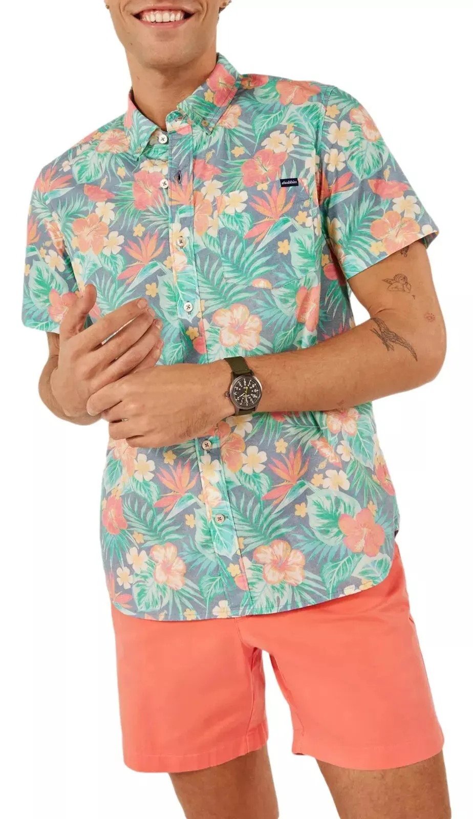 Chemise de sport à manches courtes Johnnie-O Chubbies The Life in Paradise - Marine