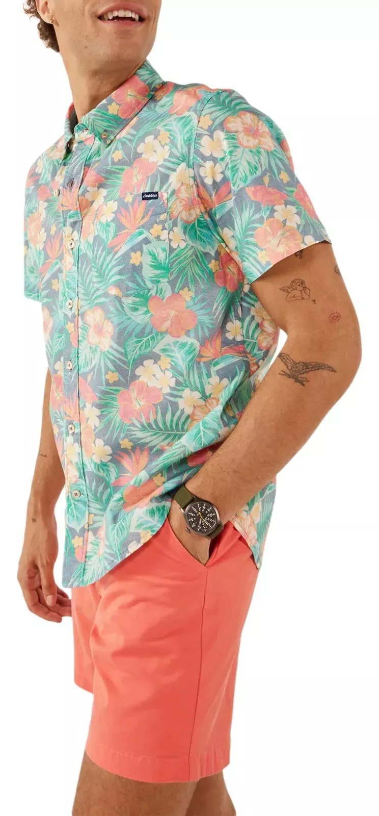 Chemise de sport à manches courtes Johnnie-O Chubbies The Life in Paradise - Marine