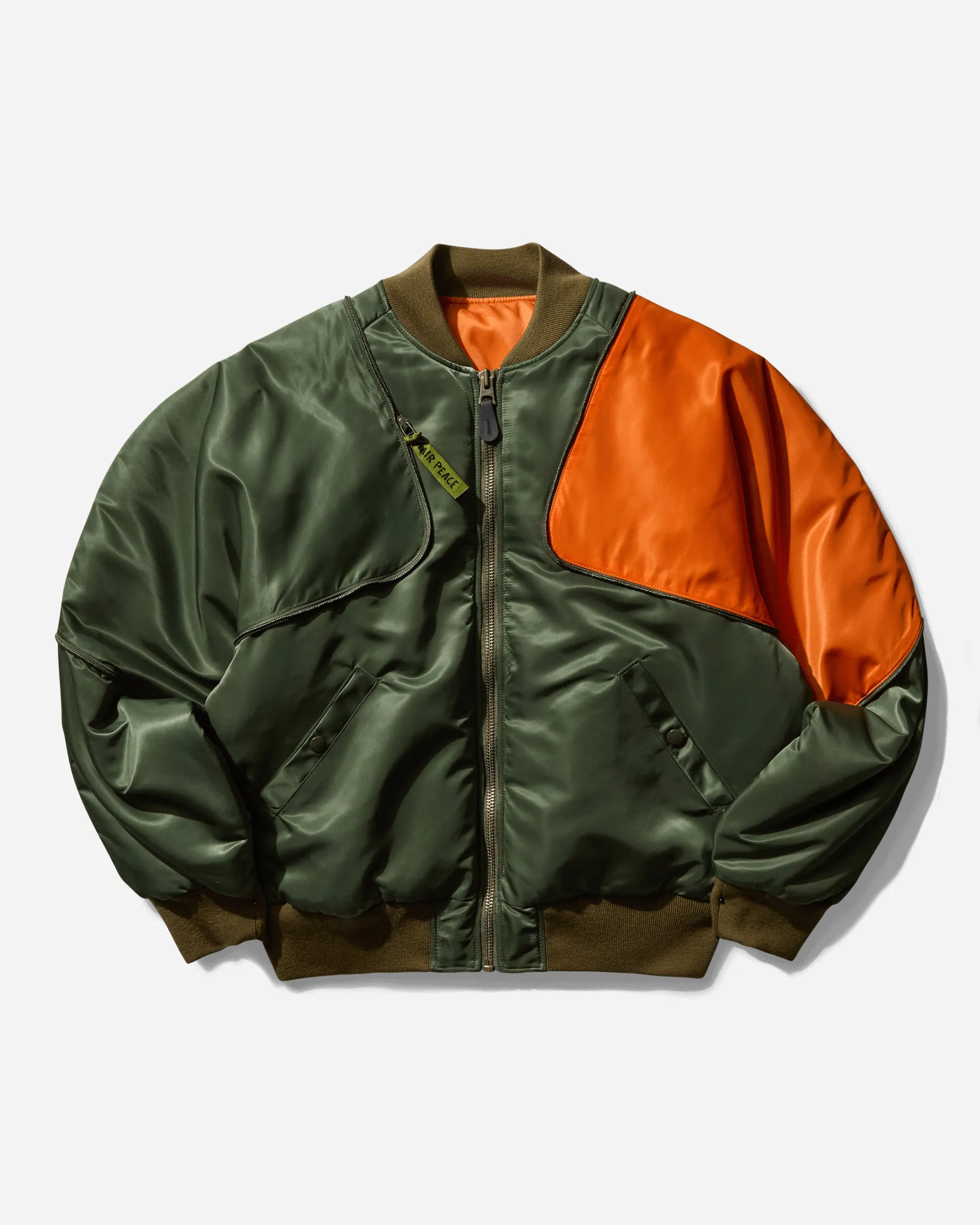 Veste bomber MA-1 en nylon pour hommes couleur kaki