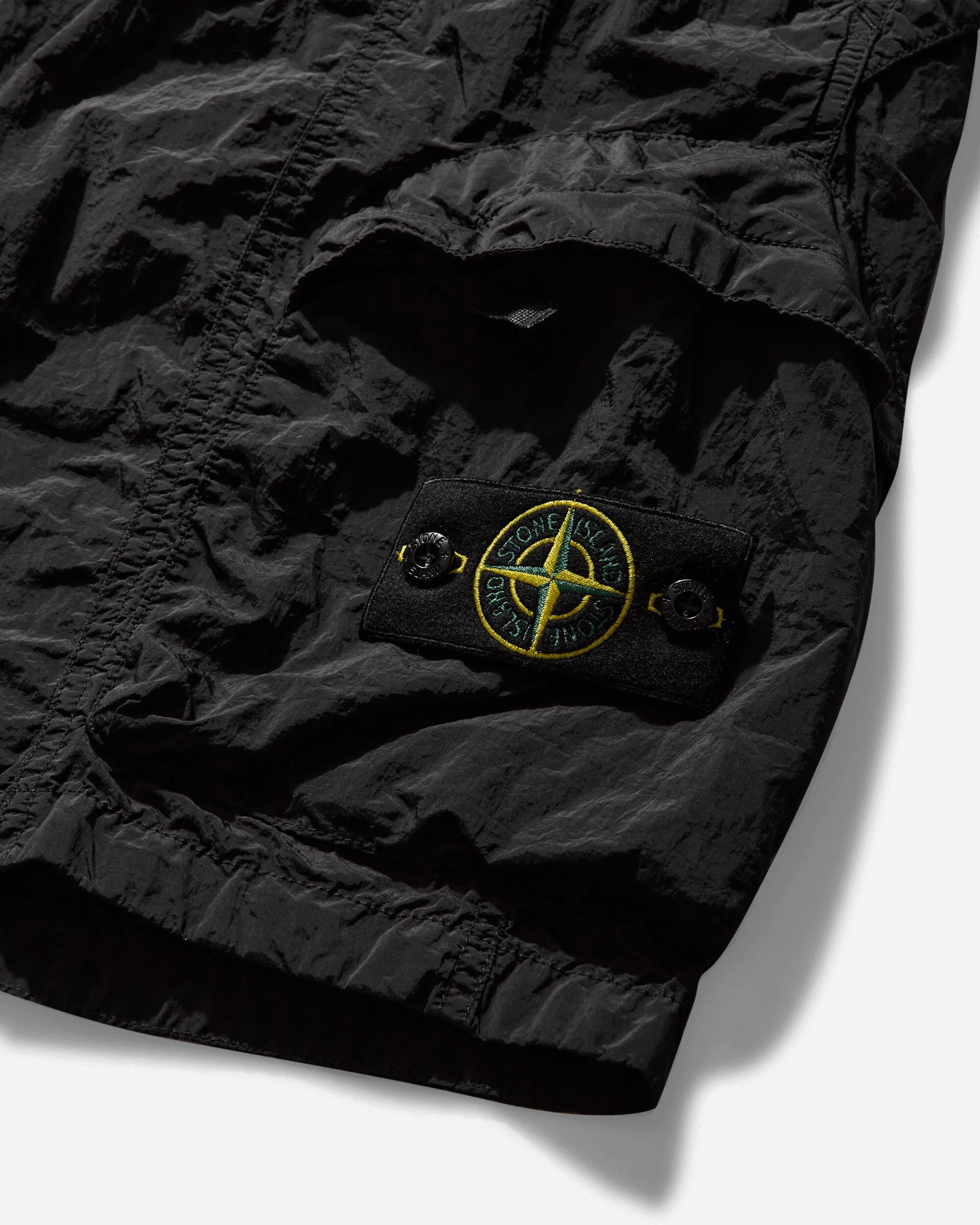 Short cargo en nylon et métal pour hommes - Noir