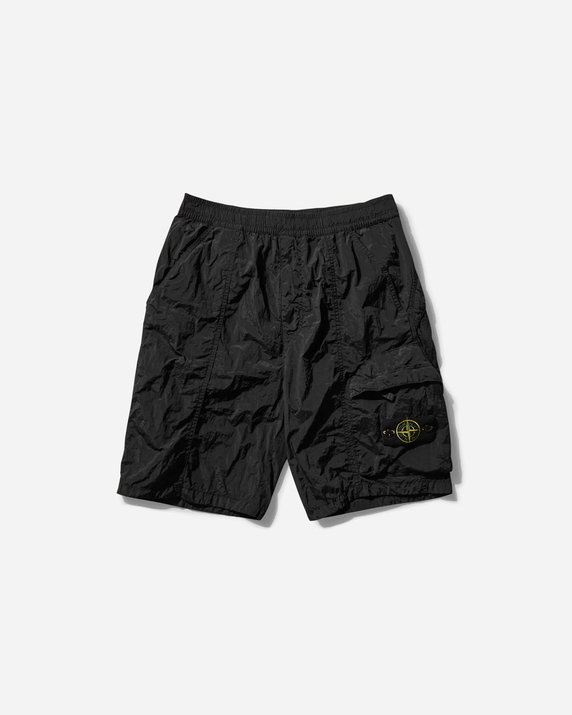 Short cargo en nylon et métal pour hommes - Noir