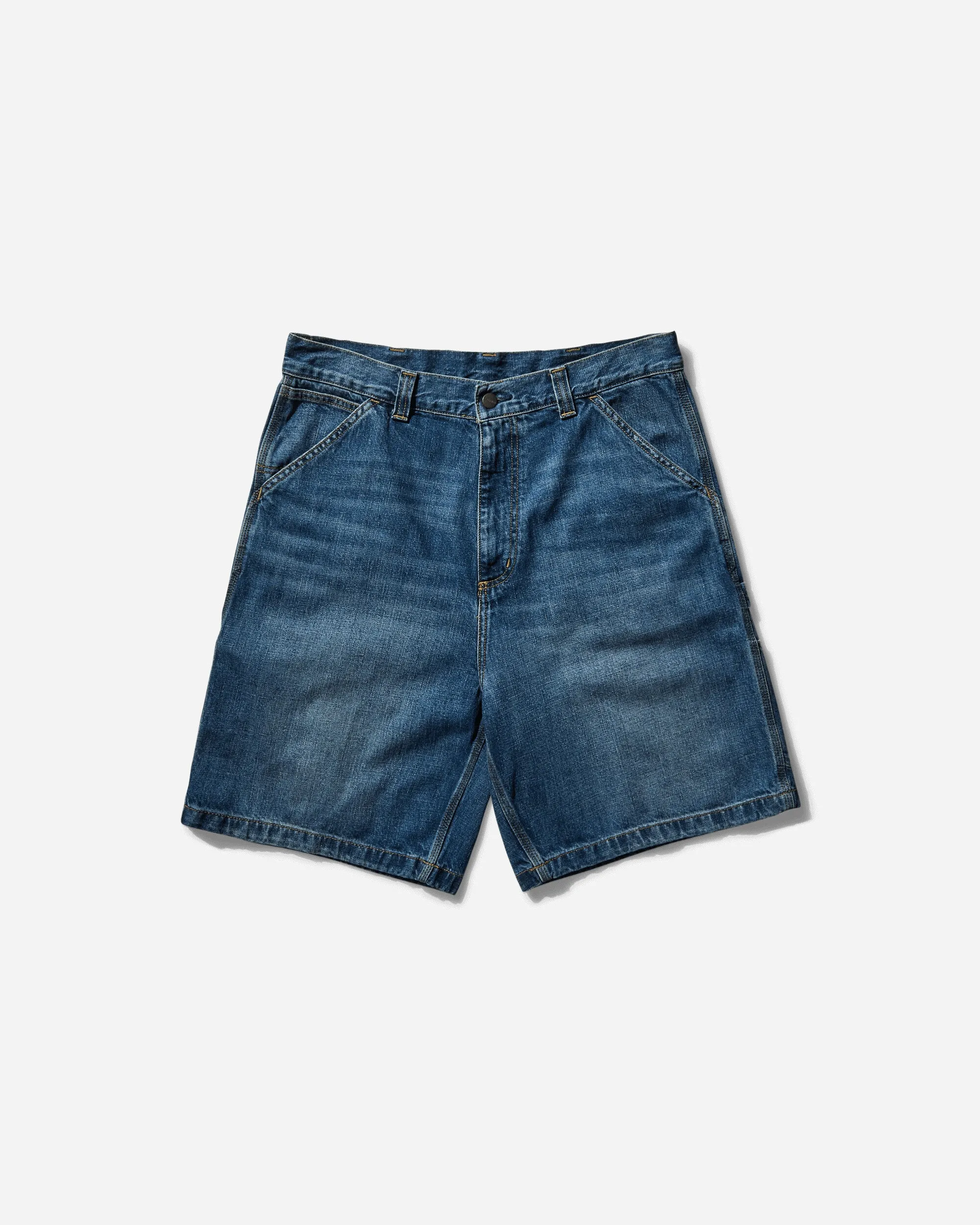 Short de sport homme genou unique bleu (lavage usé foncé)
