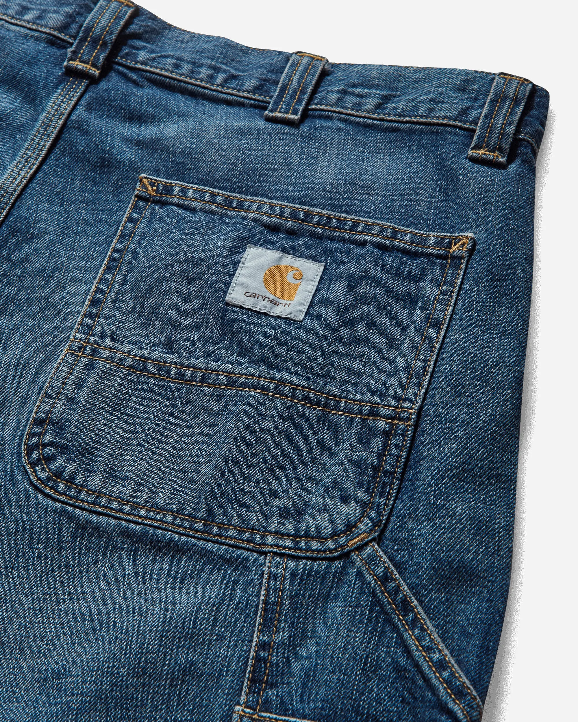 Short de sport homme genou unique bleu (lavage usé foncé)