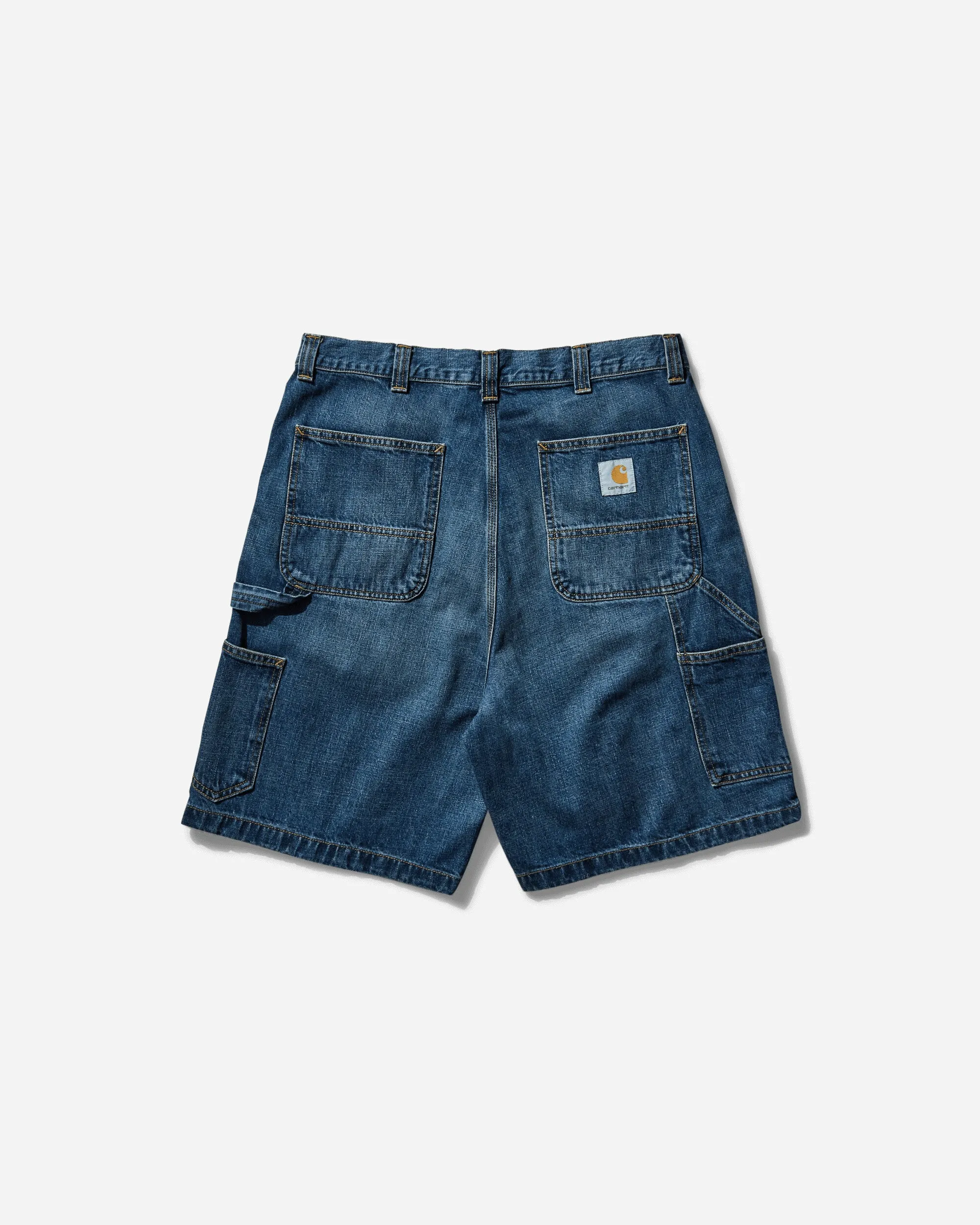 Short de sport homme genou unique bleu (lavage usé foncé)
