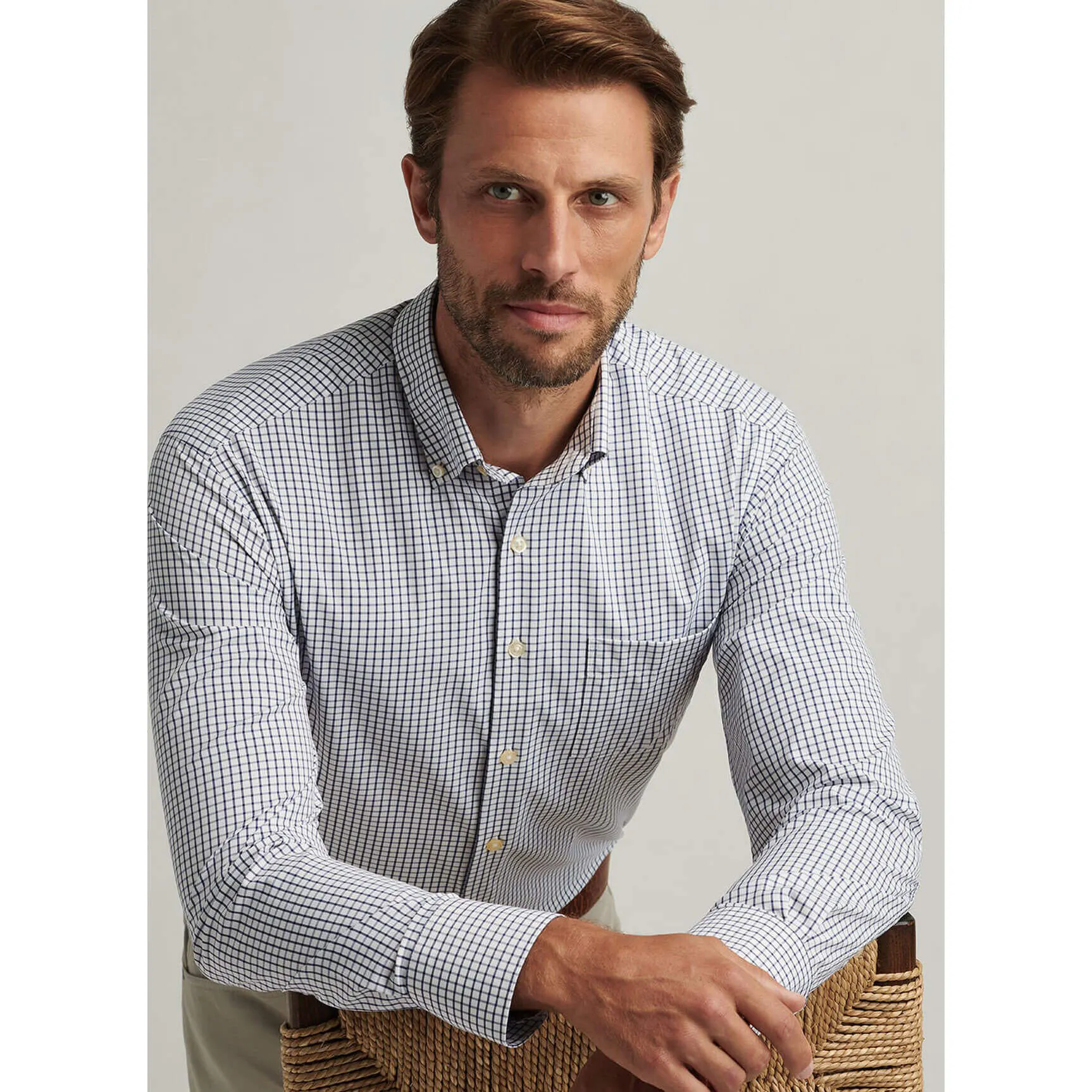 Chemise de sport classique ajustée Peter Millar Hanford Performance Twill - Marine
