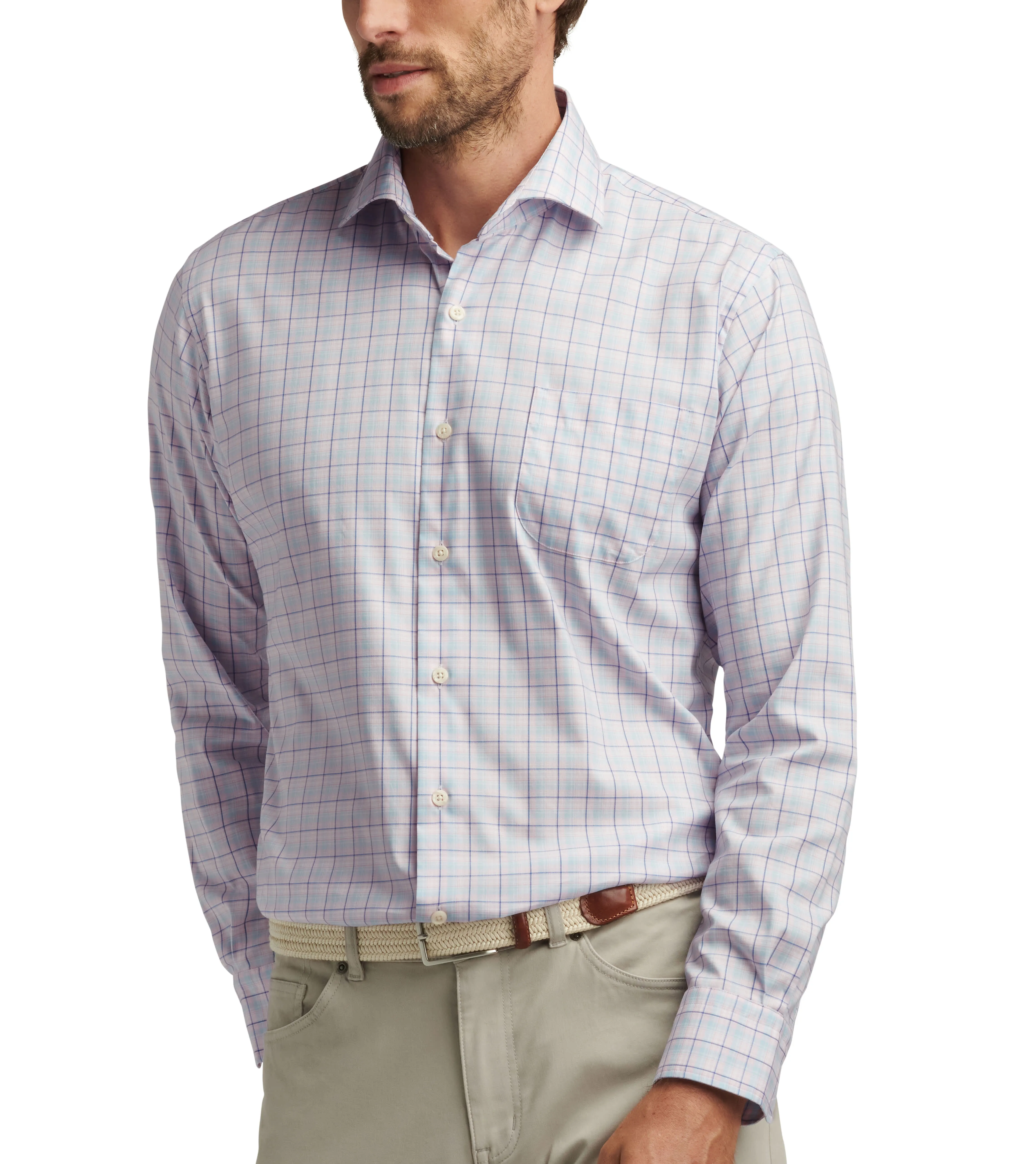 Chemise de sport légère Huron Crown en coton extensible Peter Millar pour hommes - Rose Palmer