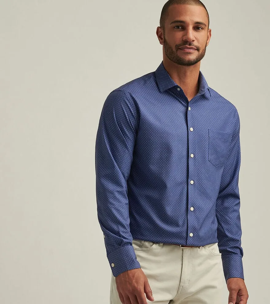 Chemise de sport en popeline performante Winnipeg pour hommes Peter Millar - Azurite