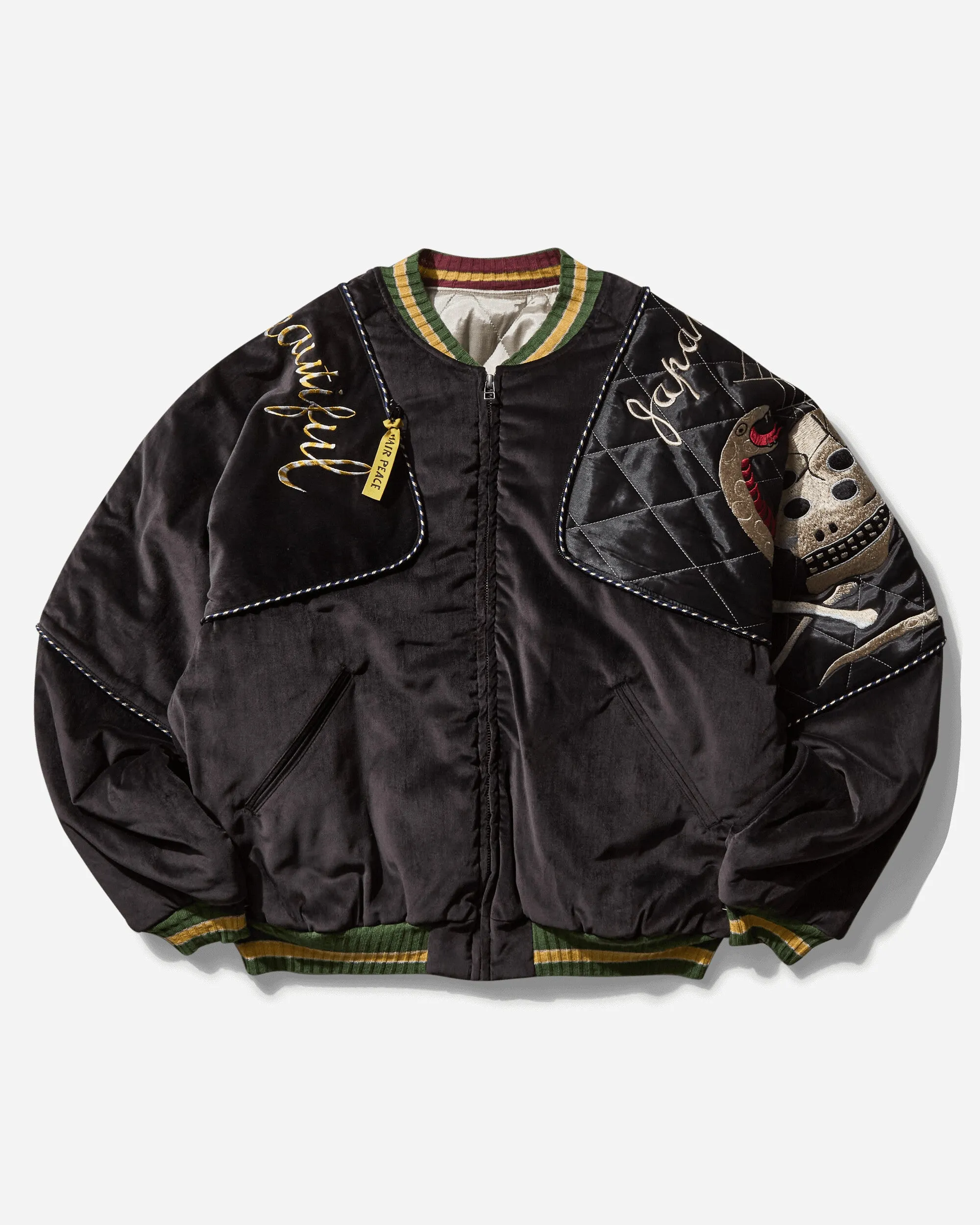 Veste bomber en velours côtelé pour homme (Rainskull & Snake) Noir