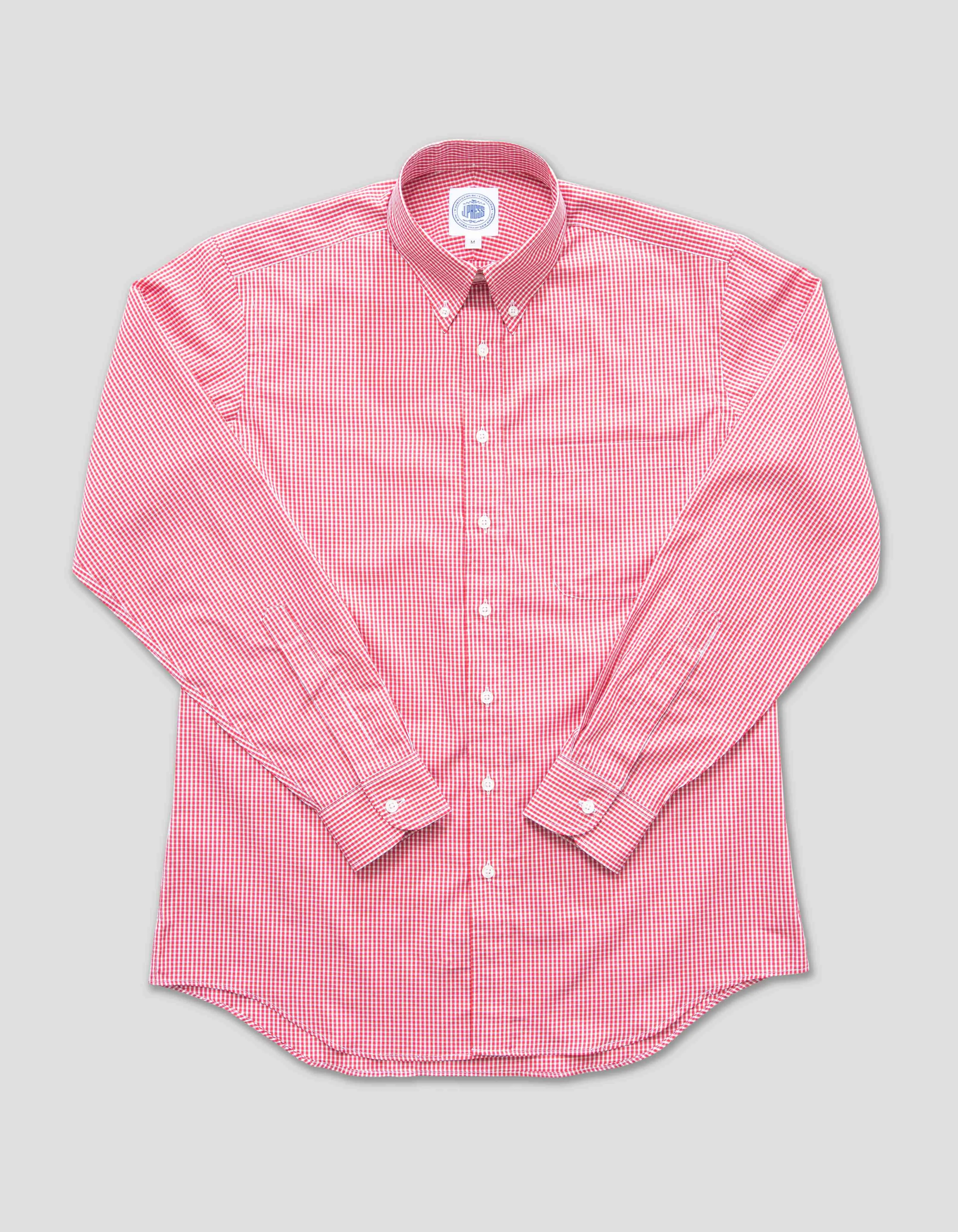 CHEMISE À MANCHES LONGUES À CARREAUX MINI - ROUGE/BLANC