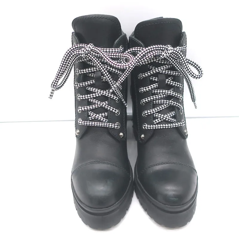 Miu Miu Nevermind Bottes de combat à cristaux Cuir noir Taille 35.5