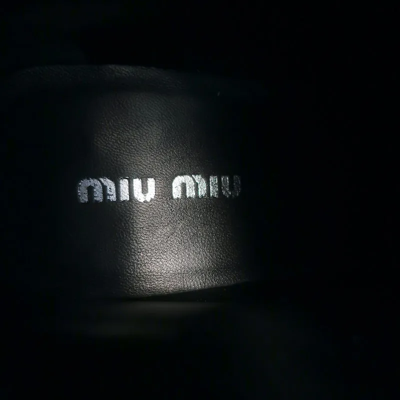 Miu Miu Nevermind Bottes de combat à cristaux Cuir noir Taille 35.5