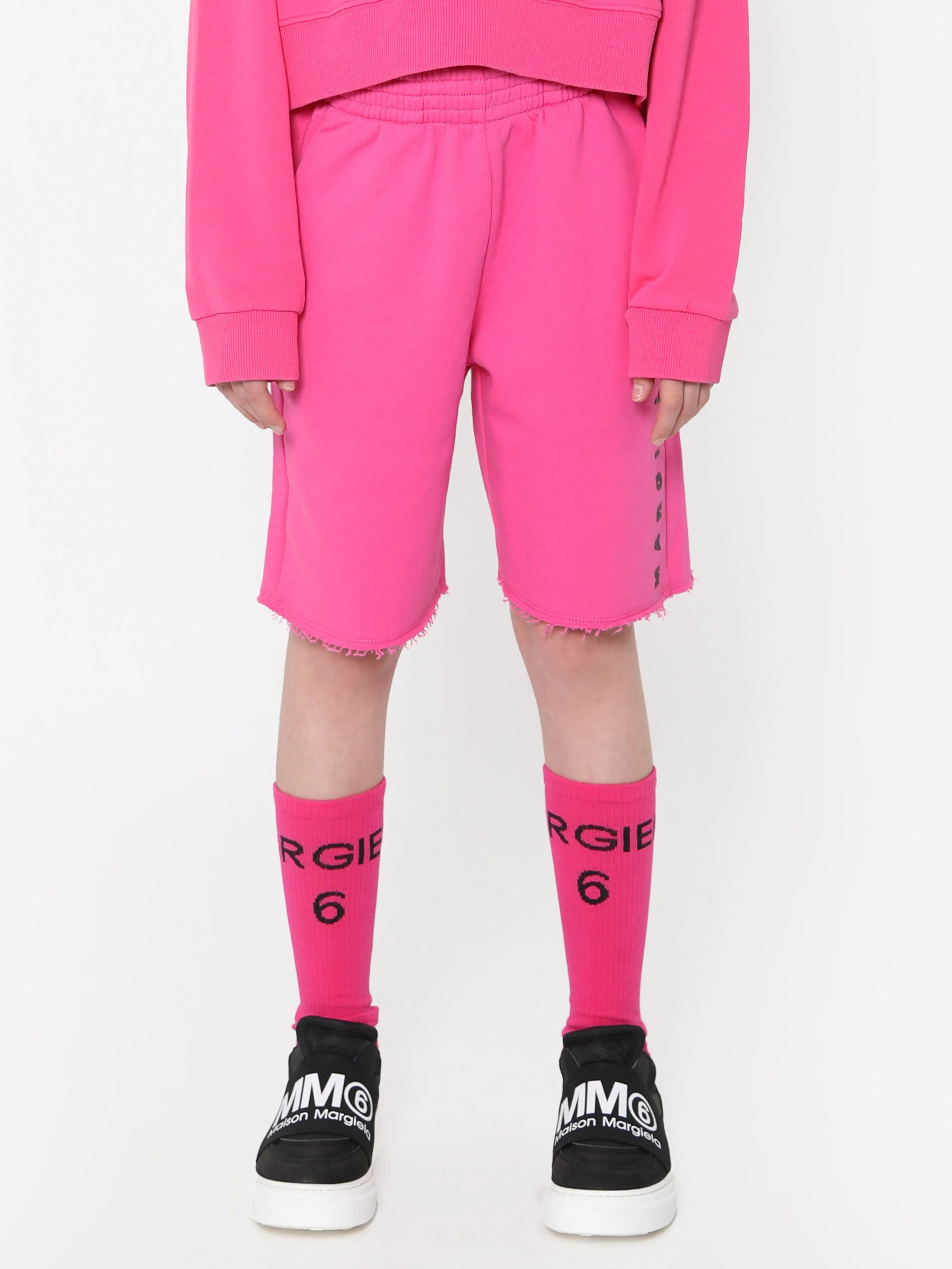 MM6 Maison Margiela Shorts Enfant à Logo Rose